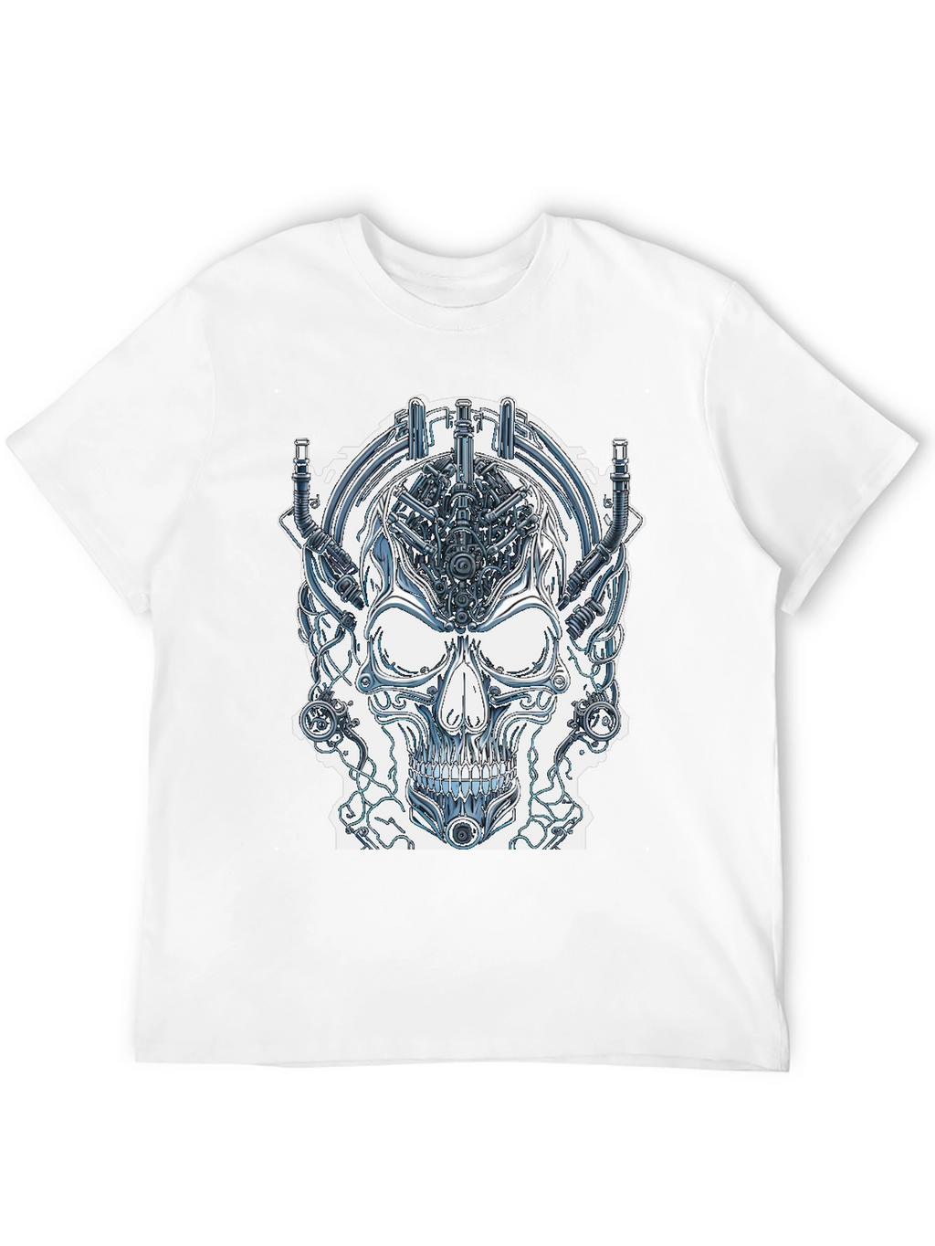 Cyberpunk Skull Graphic Tee - Edgy Sci-Fi Design