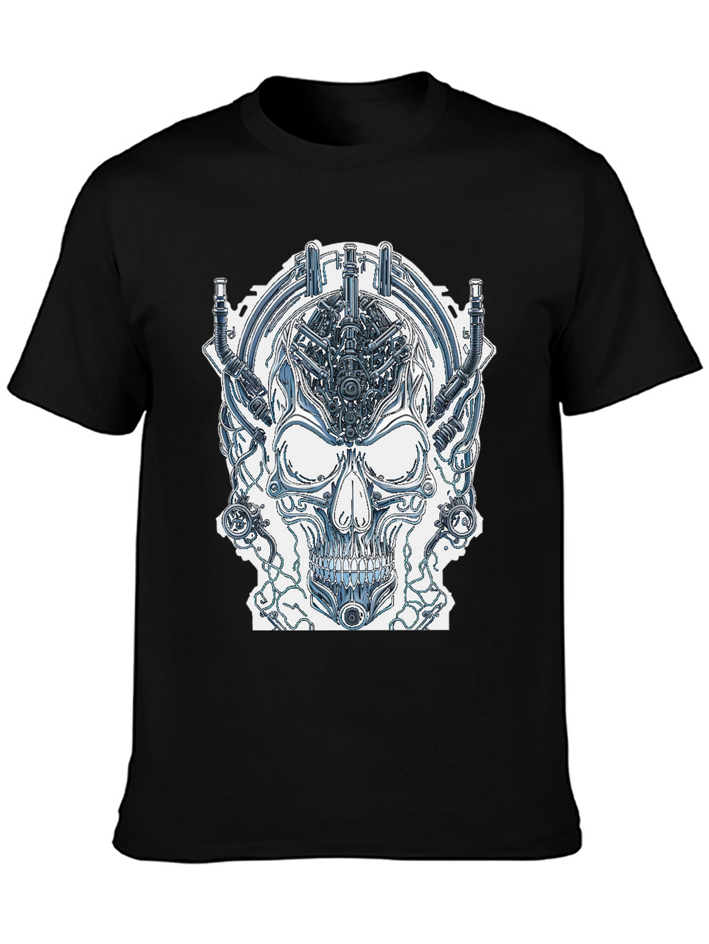 Cyberpunk Skull Graphic Tee - Edgy Sci-Fi Design