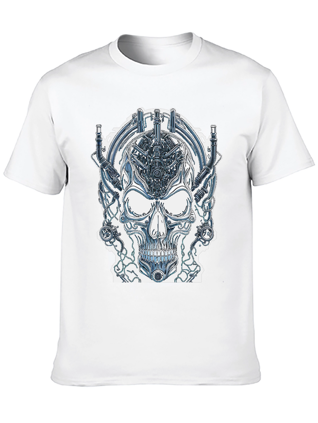 Cyberpunk Skull Graphic Tee - Edgy Sci-Fi Design