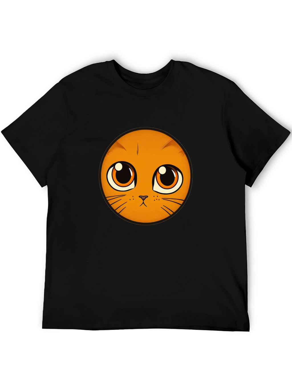 Cute Cat Face Graphic Black T-Shirt