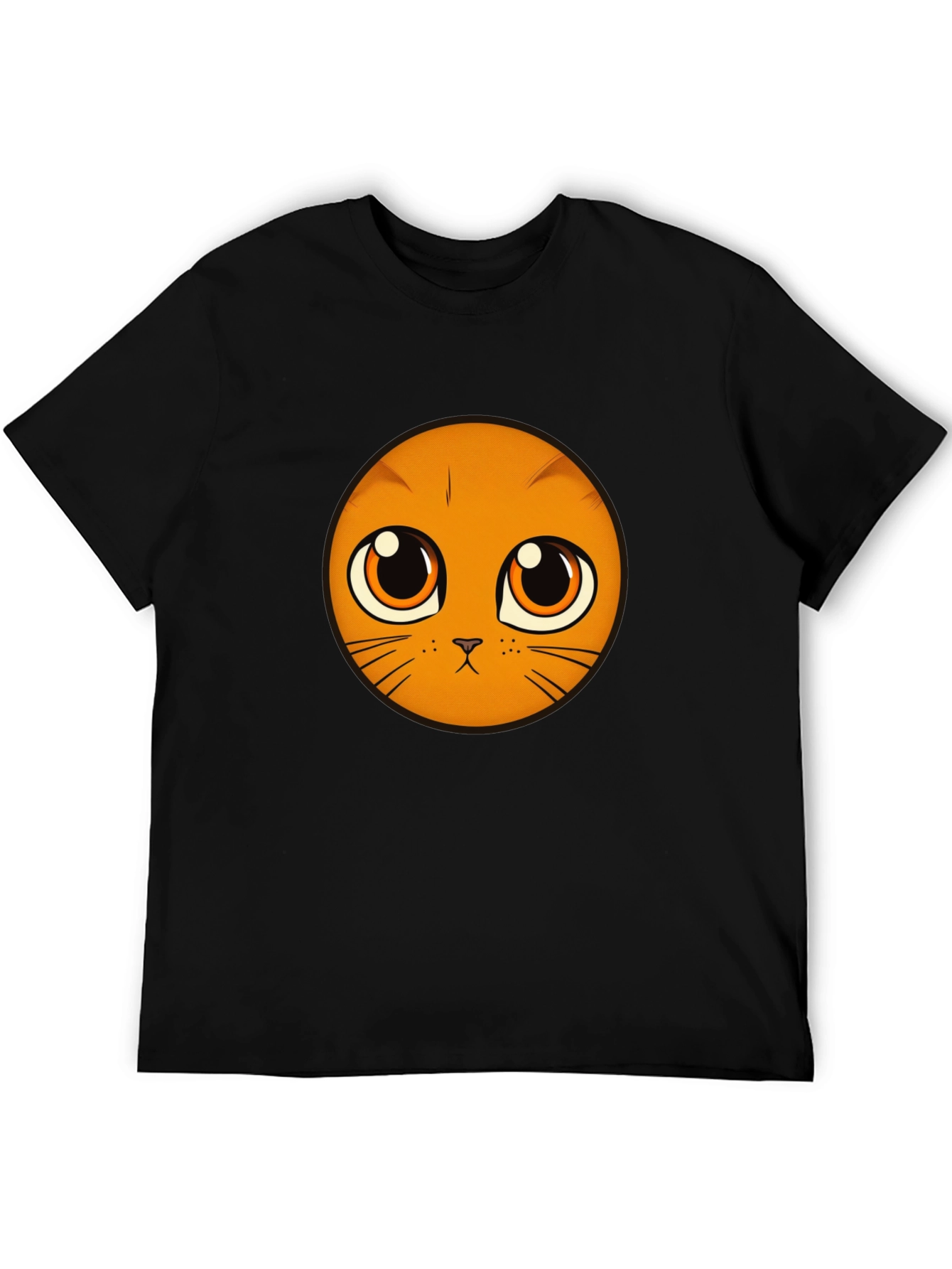 Cute Cat Face Graphic Black T-Shirt