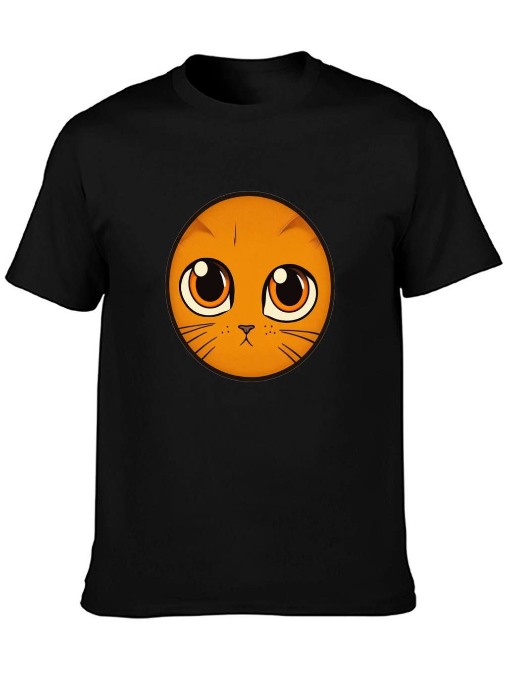 Cute Cat Face Graphic Black T-Shirt