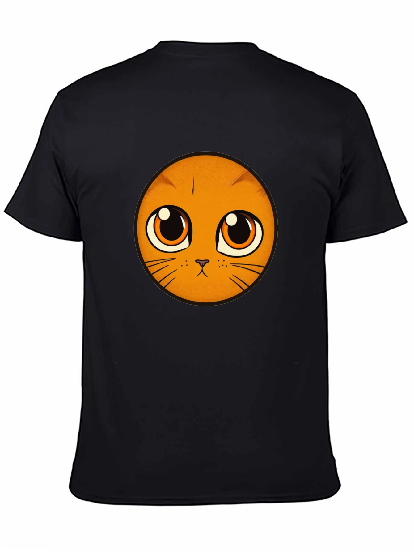 Cute Cat Face Graphic Black T-Shirt
