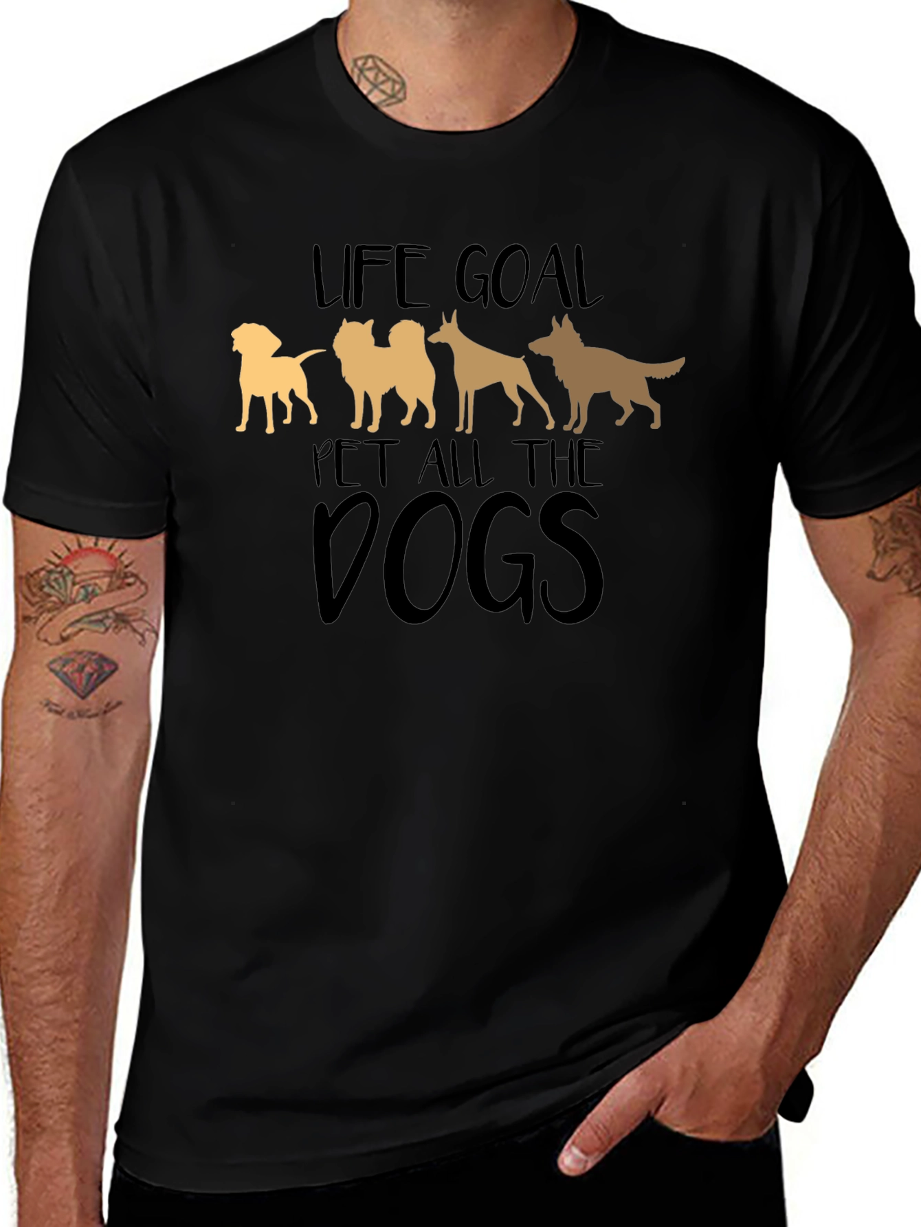 Life Goal Pet All the Dogs Black T-Shirt