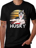 Retro Husky T-Shirt - Dog Lover Tee