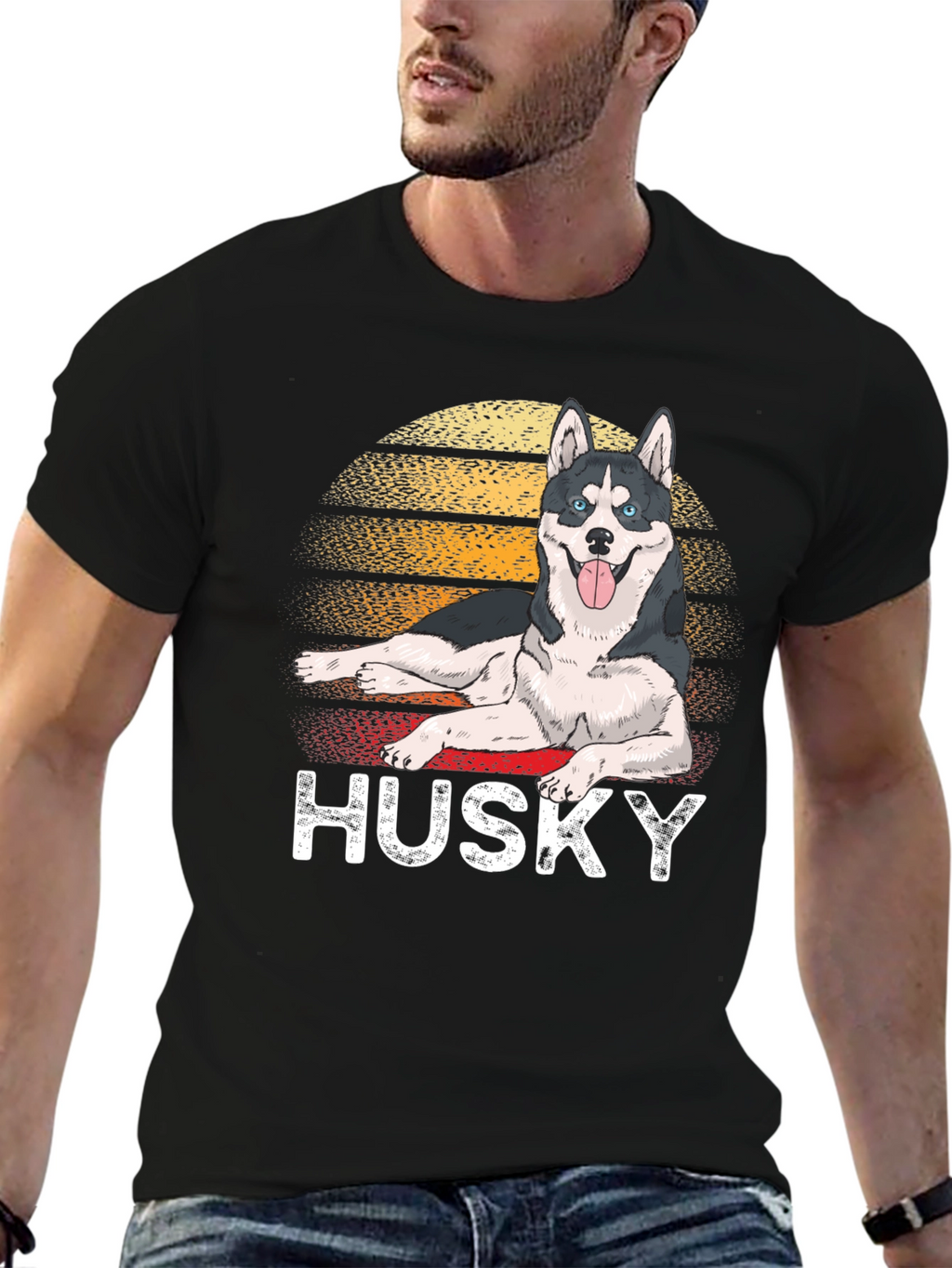 Retro Husky T-Shirt - Dog Lover Tee