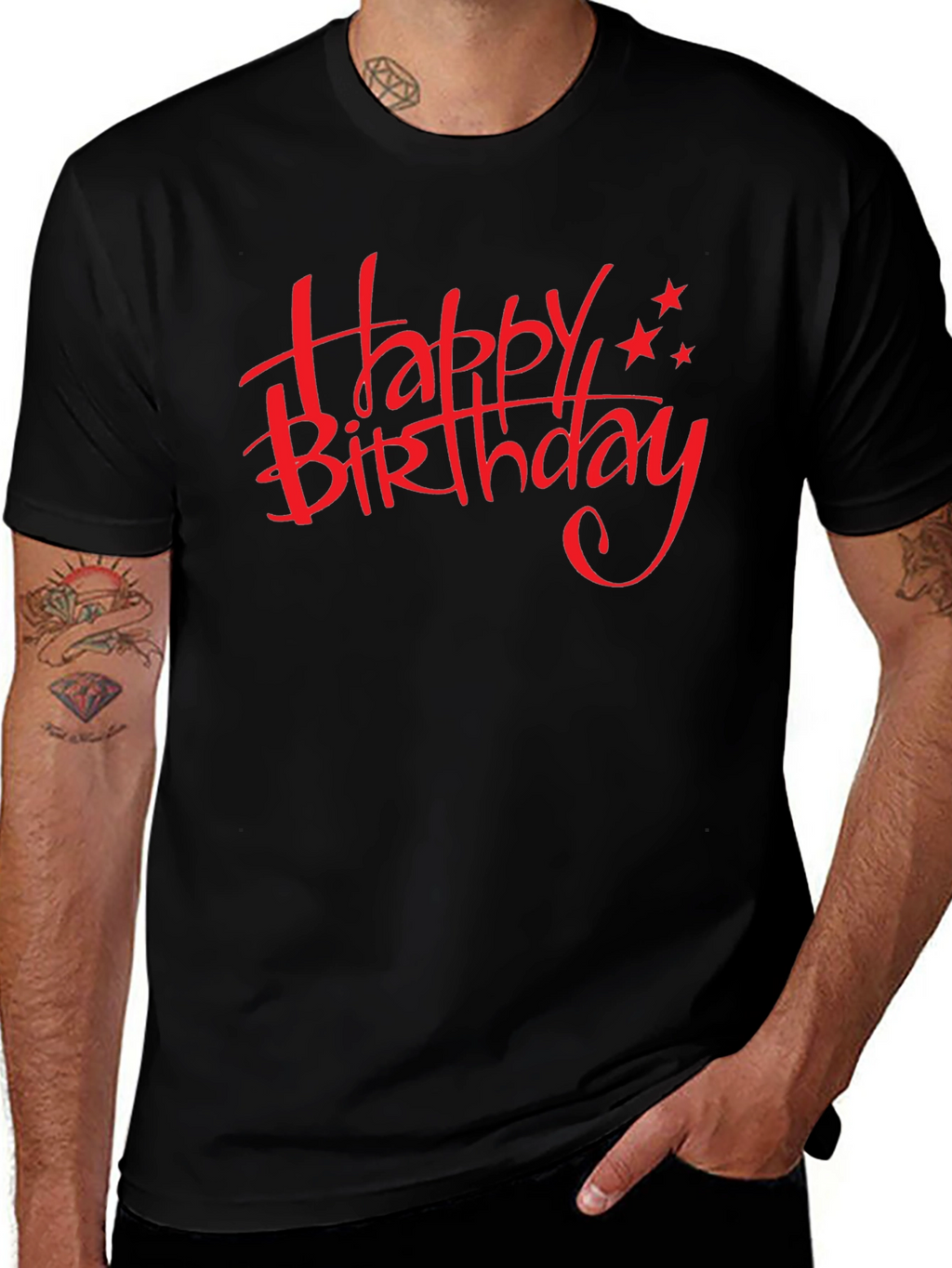 Happy Birthday Graphic Tee - Black Cotton Comfort