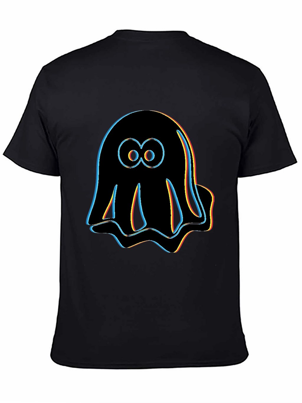 Retro Glitch Ghost T-Shirt - Black Graphic Tee