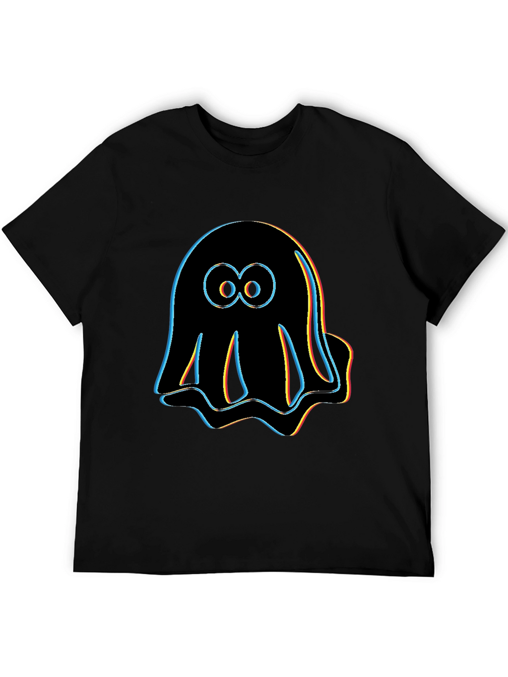 Retro Glitch Ghost T-Shirt - Black Graphic Tee