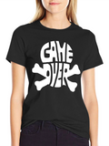 Game Over Skull Graphic Black T-Shirt