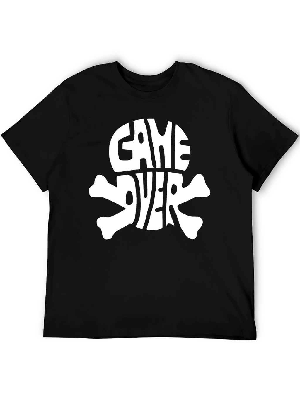 Game Over Skull Graphic Black T-Shirt