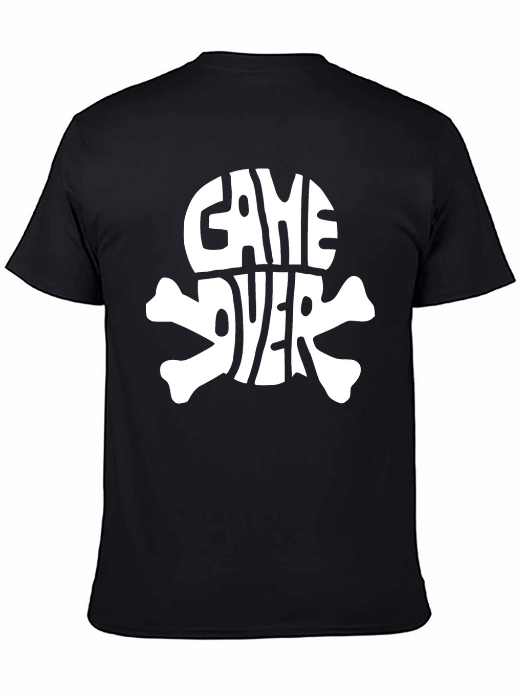 Game Over Skull Graphic Black T-Shirt