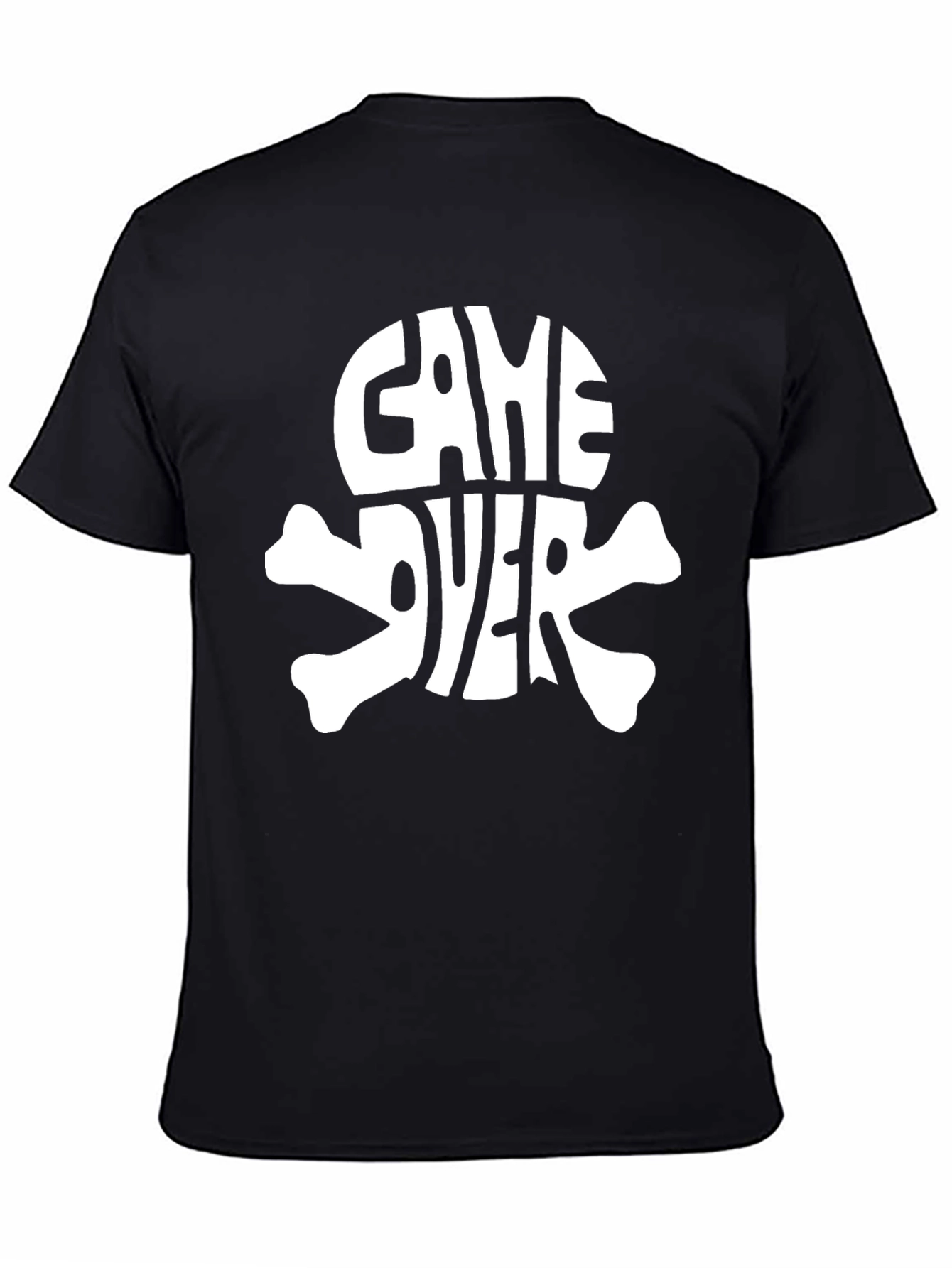 Game Over Skull Graphic Black T-Shirt