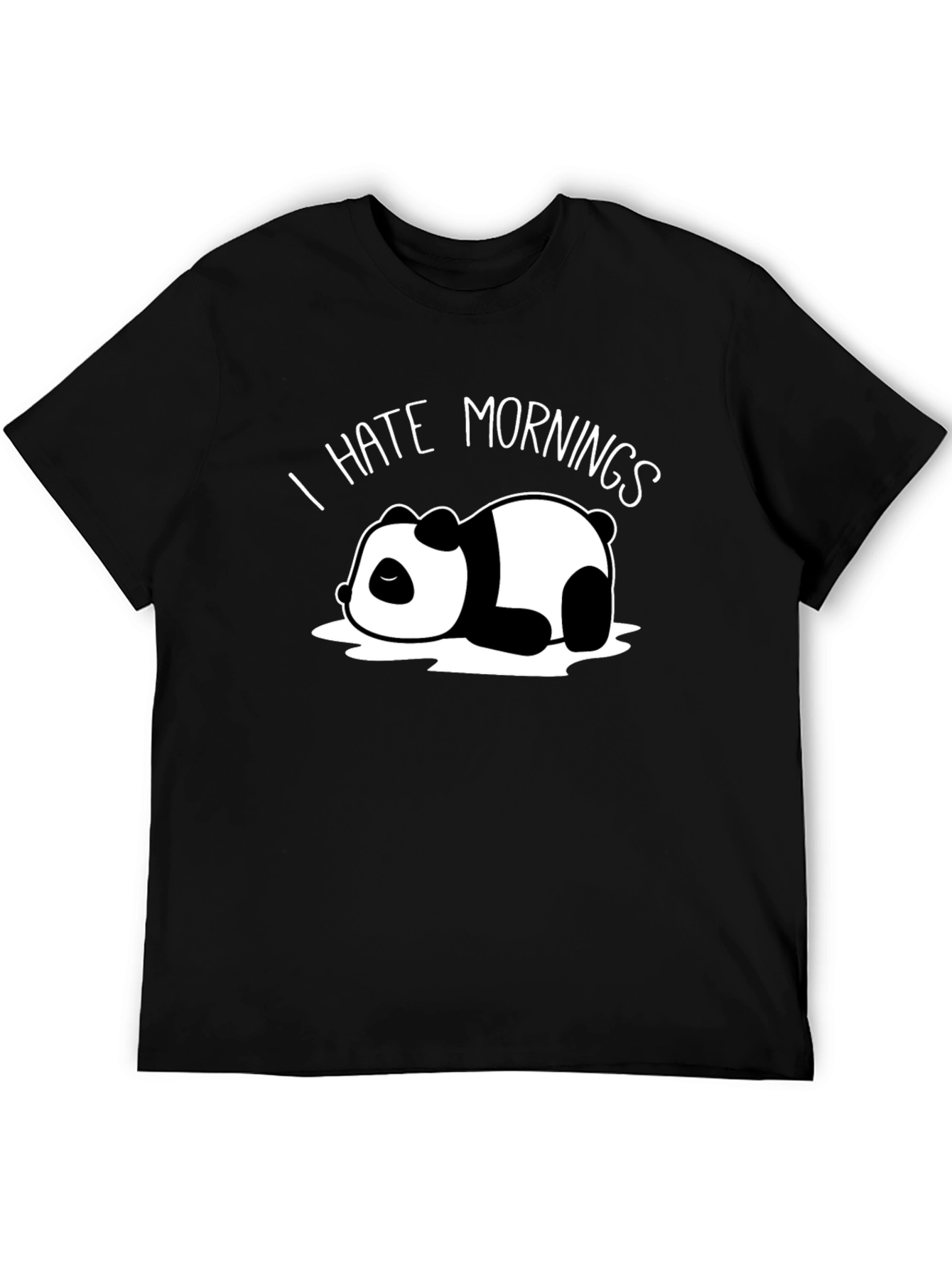 I Hate Mornings Panda Black T-Shirt