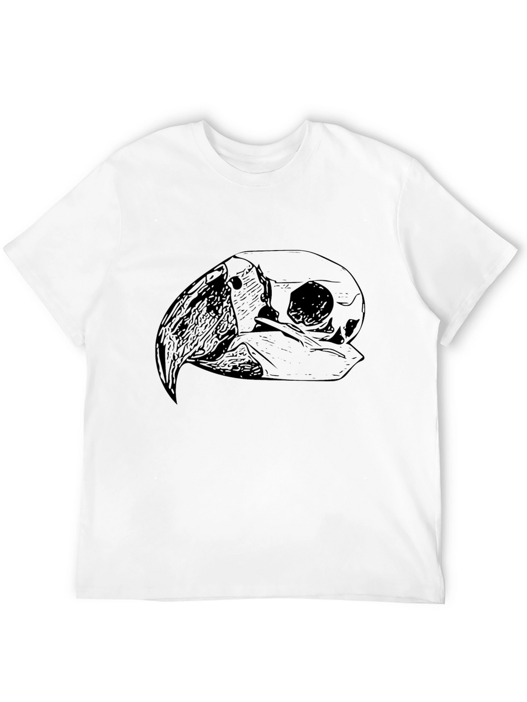 Black T-Shirt with Bird Skull Graphic Print