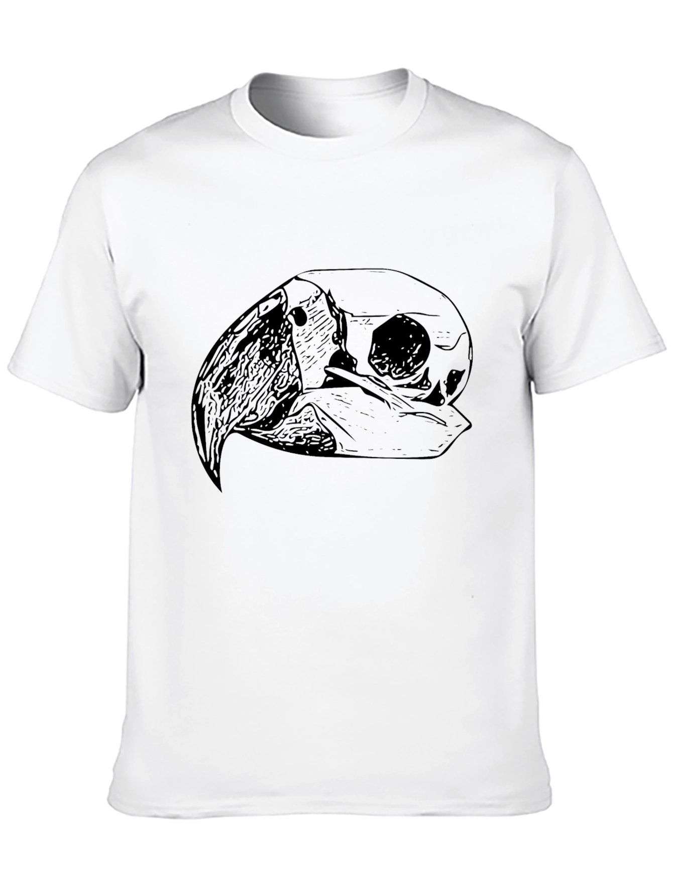 Black T-Shirt with Bird Skull Graphic Print