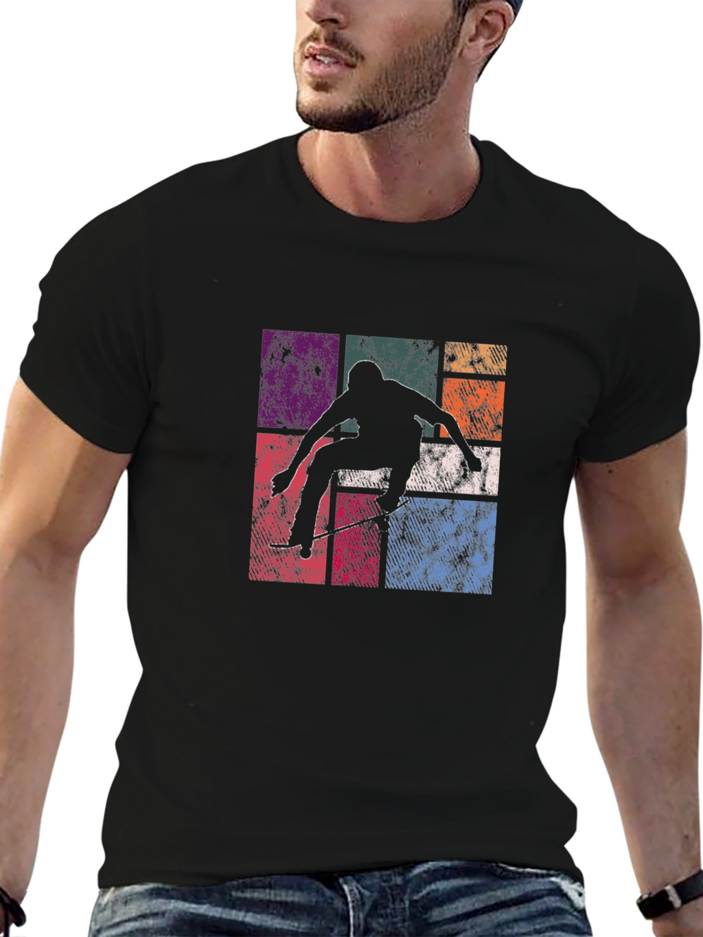 Retro Skater Graphic T-Shirt - Black