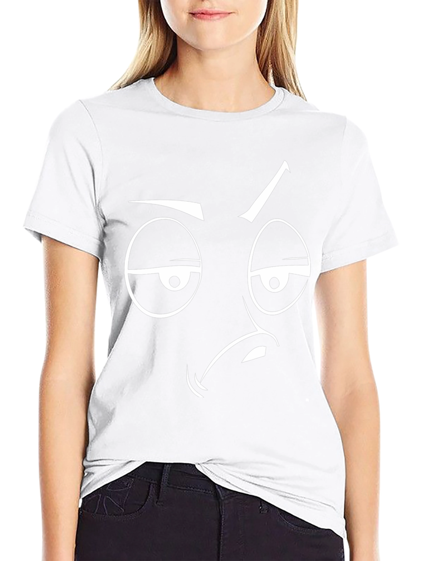 Grumpy Face Graphic Tee - Black Cotton T-Shirt