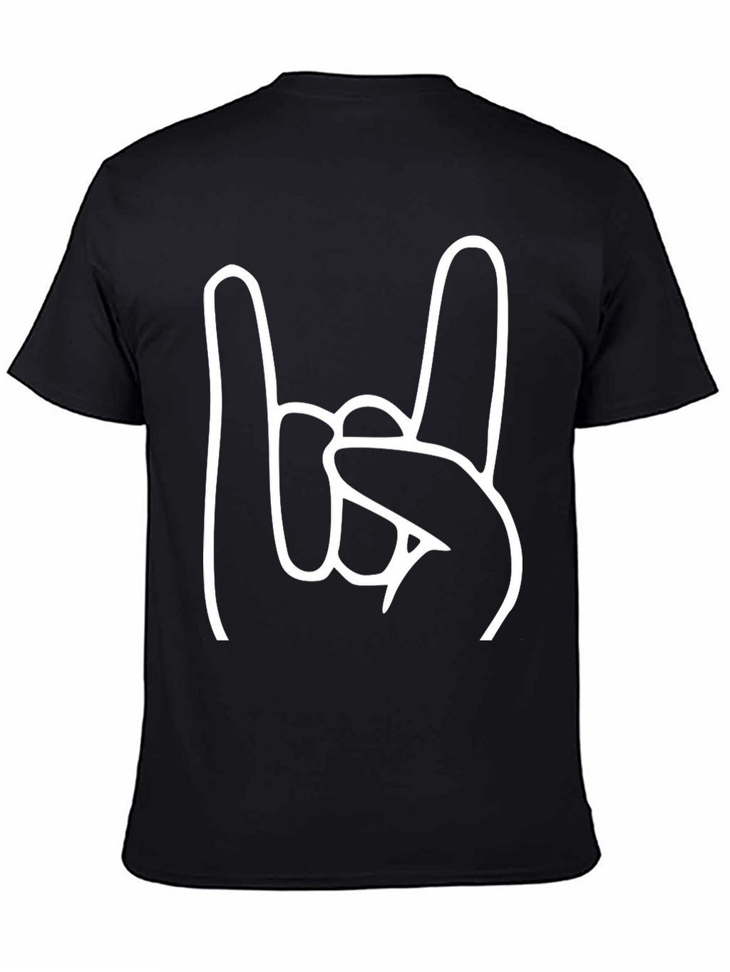 Rock On Hand Sign Black Tee