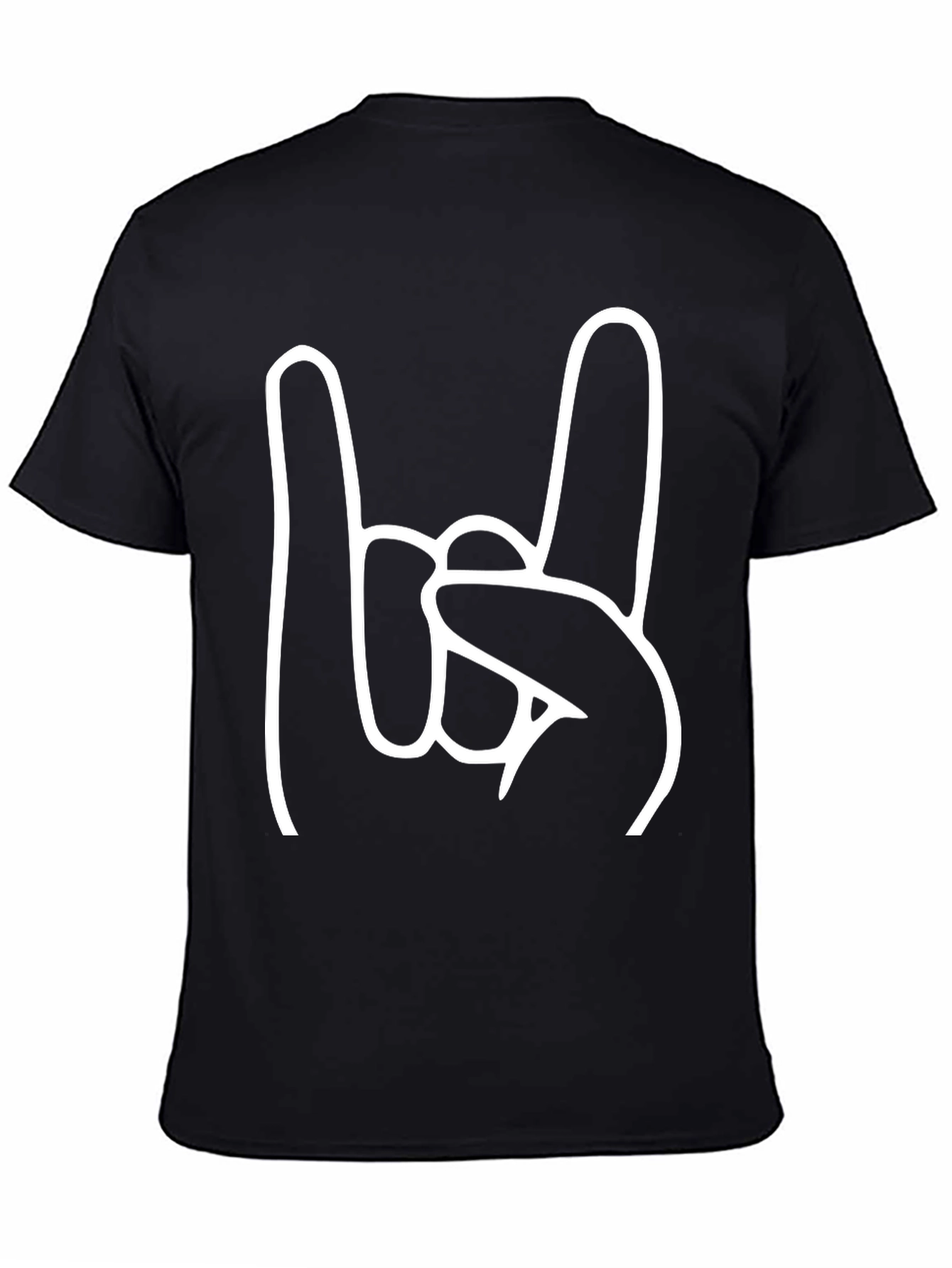 Rock On Hand Sign Black Tee