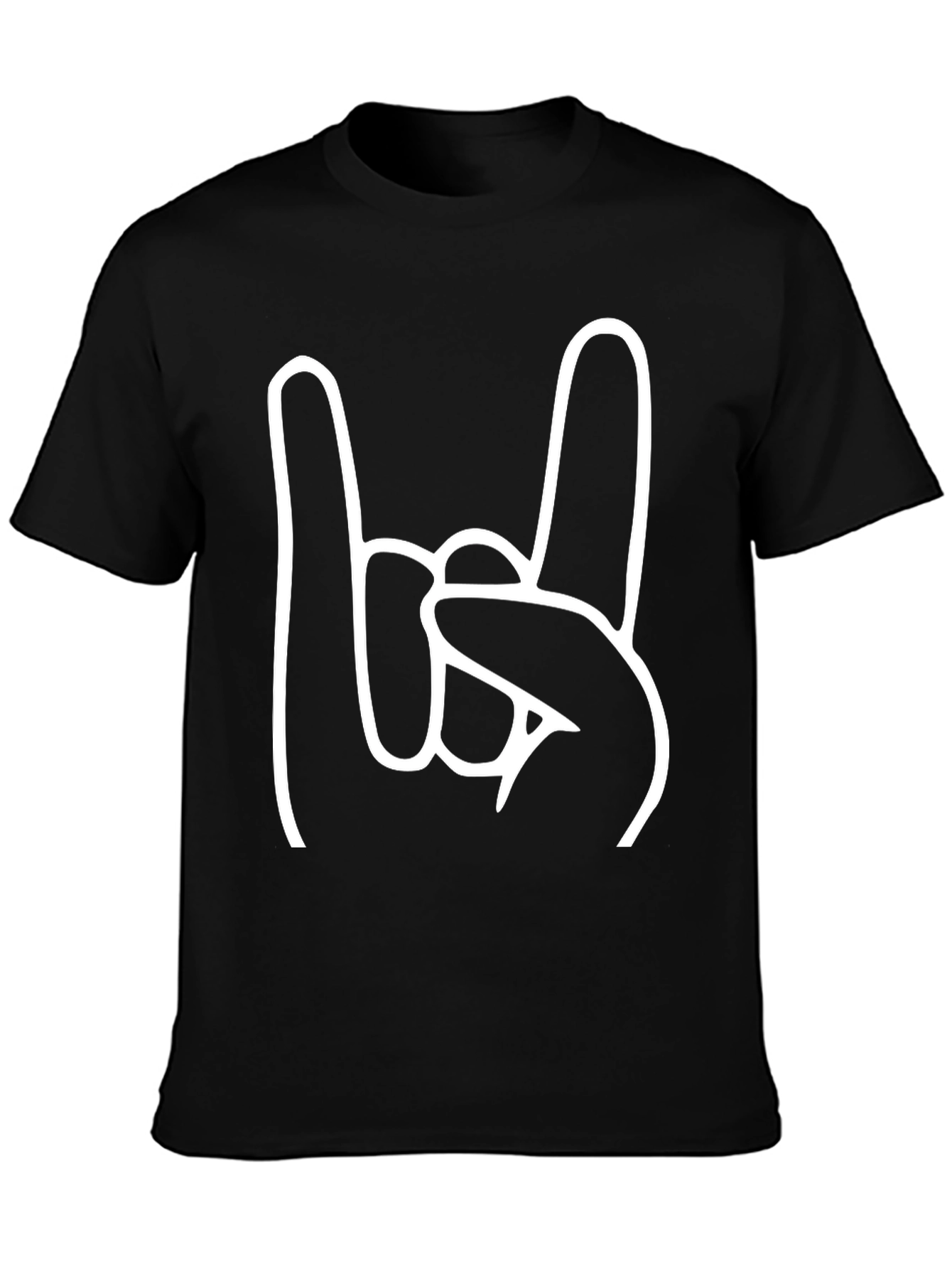 Rock On Hand Sign Black Tee