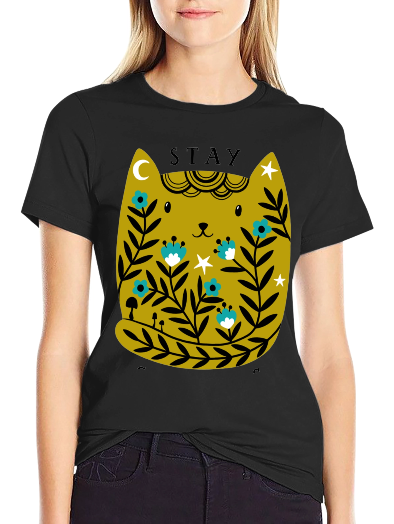 Stay Gold Cat Tee - Unique Graphic T-Shirt