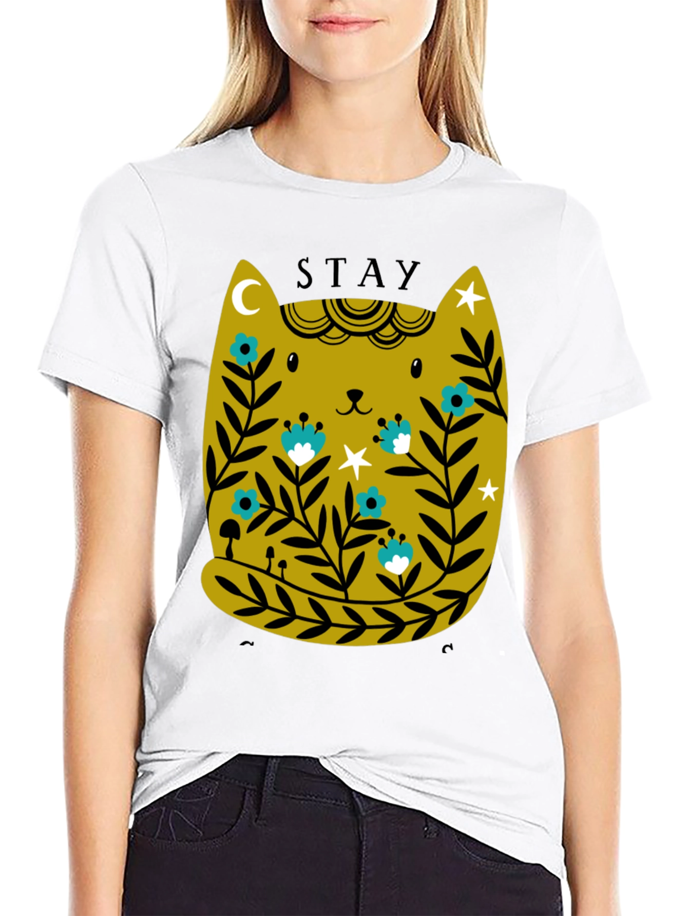 Stay Gold Cat Tee - Unique Graphic T-Shirt