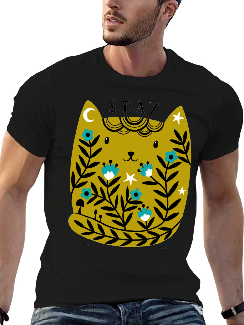 Stay Gold Cat Tee - Unique Graphic T-Shirt