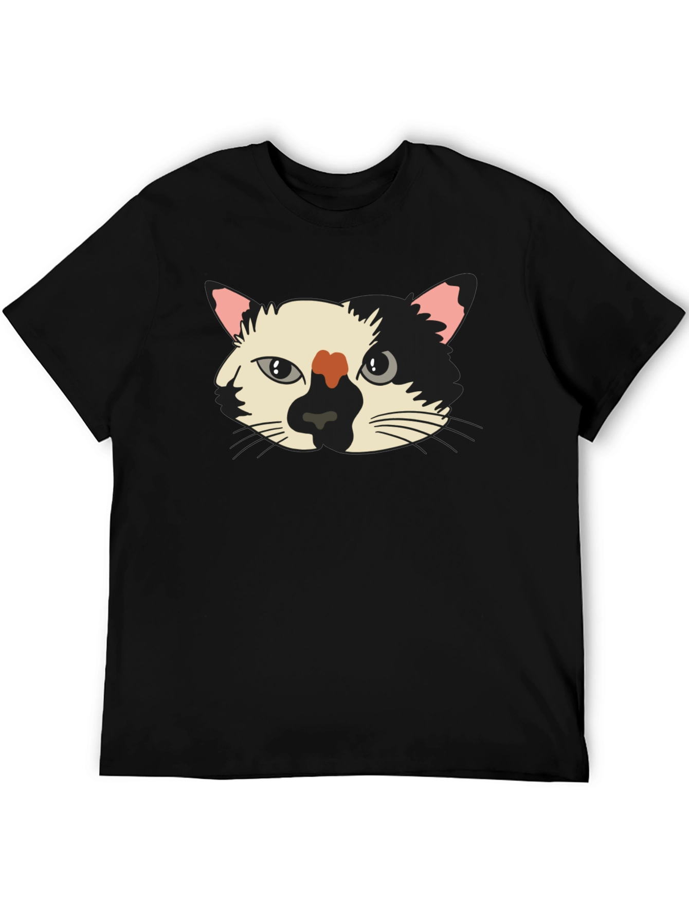 Cat Face Graphic Tee - Unisex Black T-Shirt