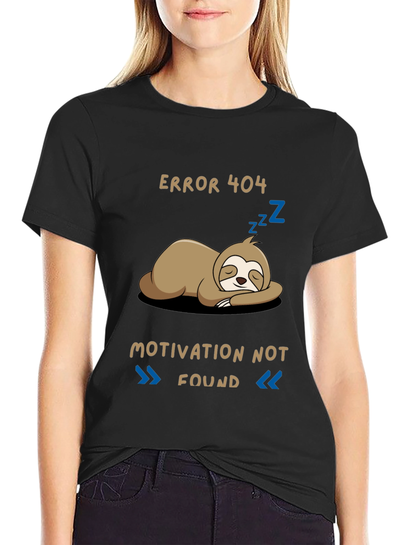 Error 404 Motivation Not Found Sloth Graphic T-Shirt