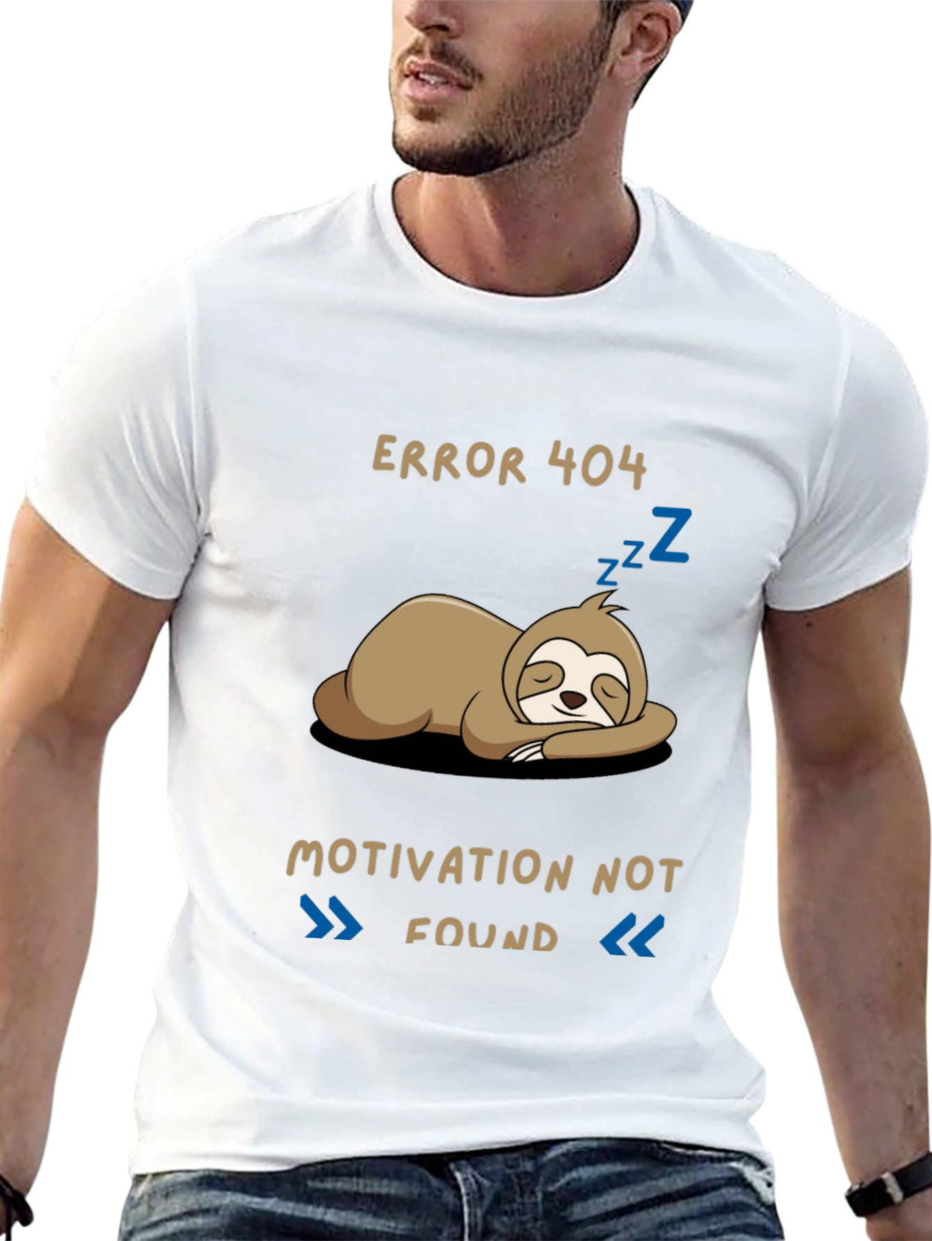 Error 404 Motivation Not Found Sloth Graphic T-Shirt