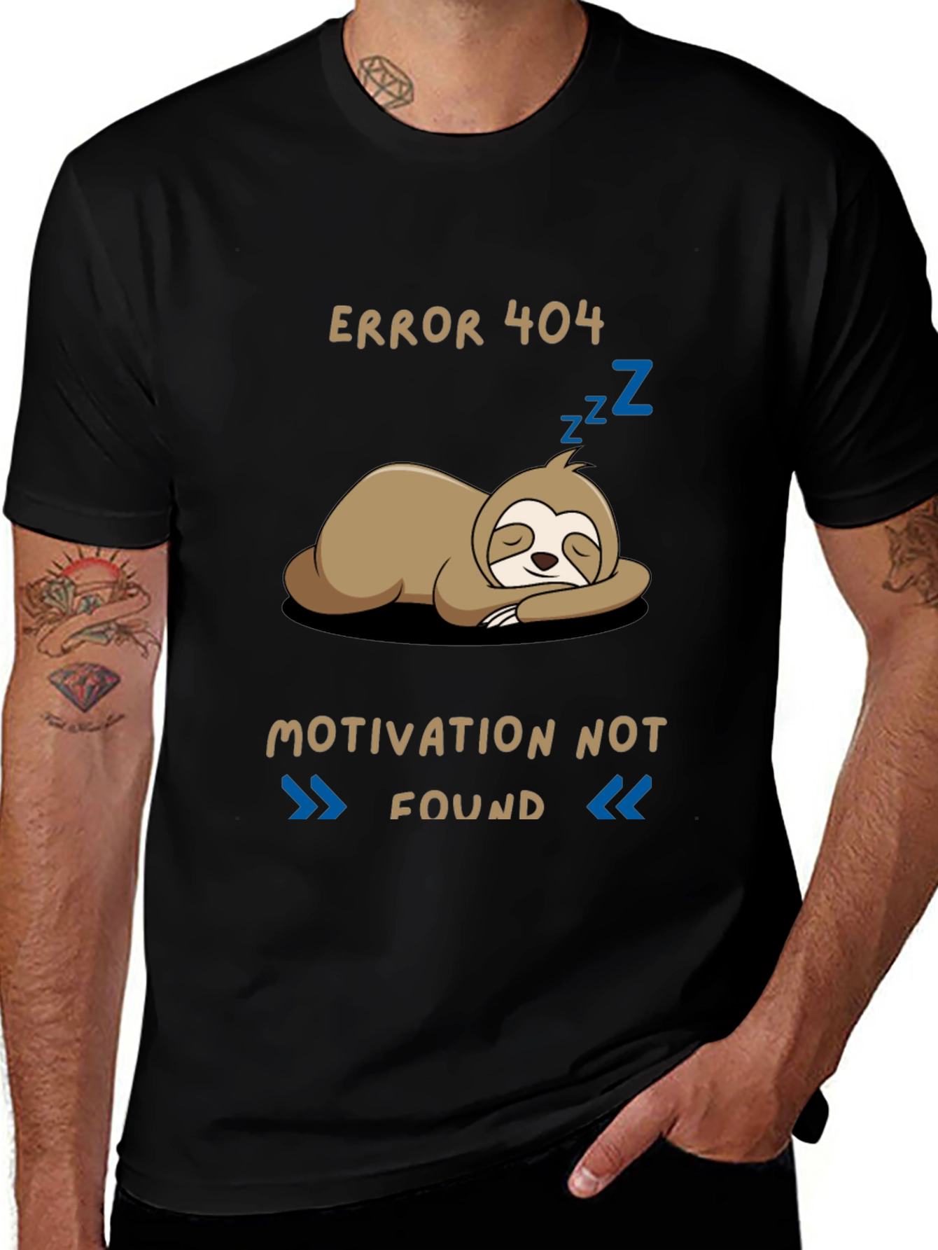 Error 404 Motivation Not Found Sloth Graphic T-Shirt