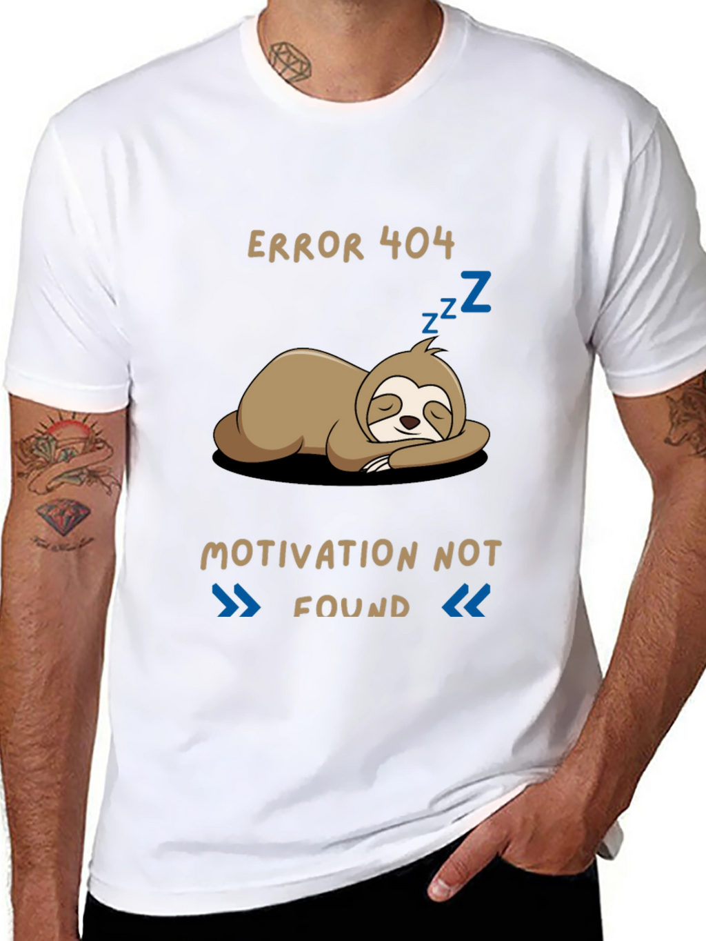 Error 404 Motivation Not Found Sloth Graphic T-Shirt