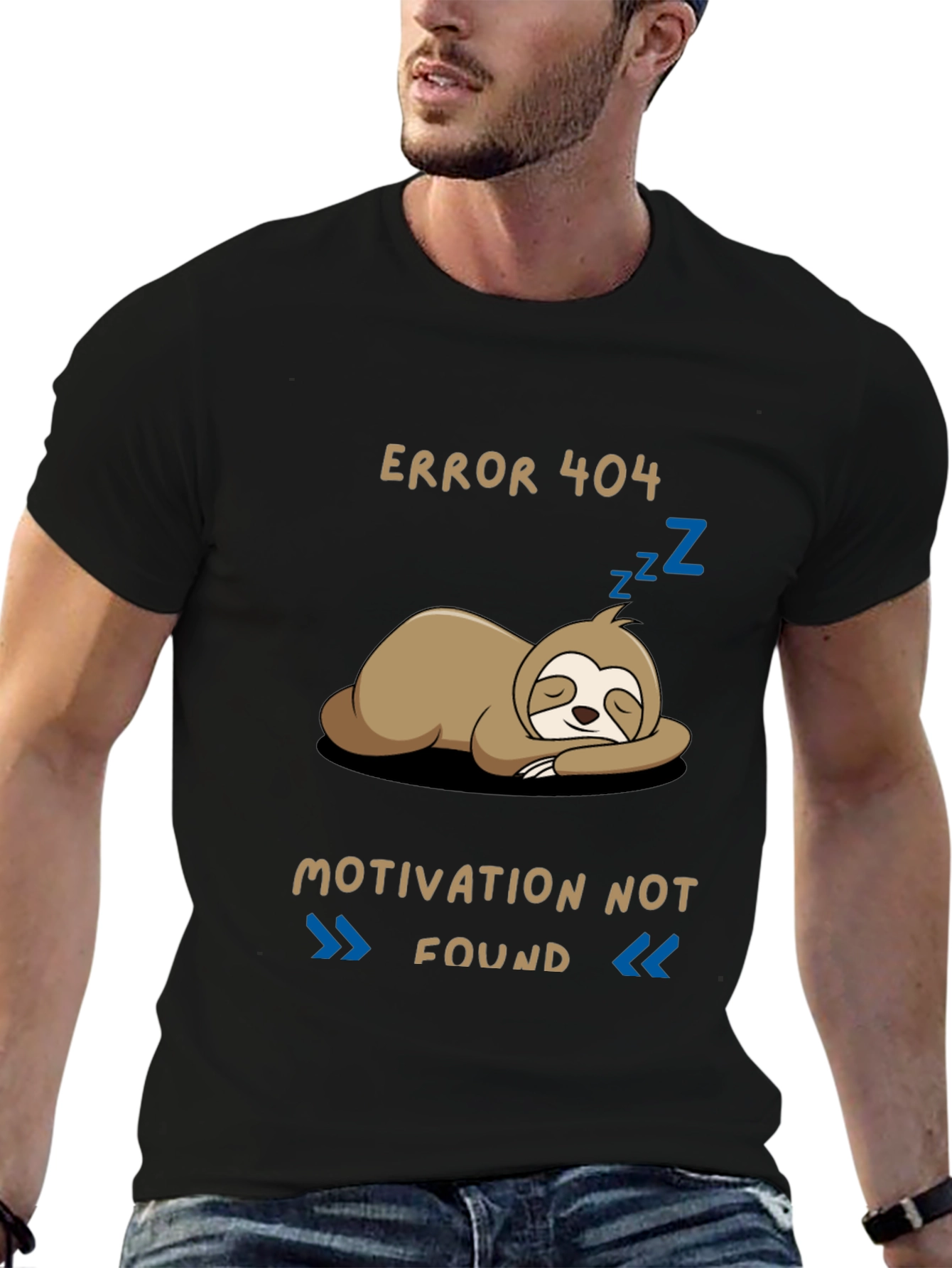 Error 404 Motivation Not Found Sloth Graphic T-Shirt