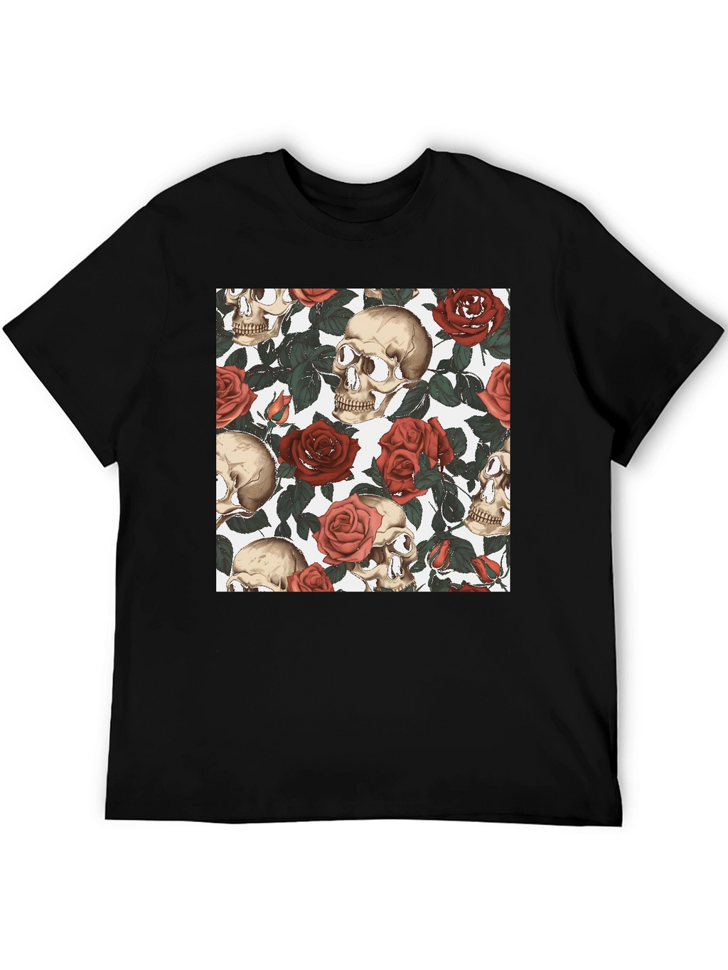 Skull & Roses Graphic Tee - Black