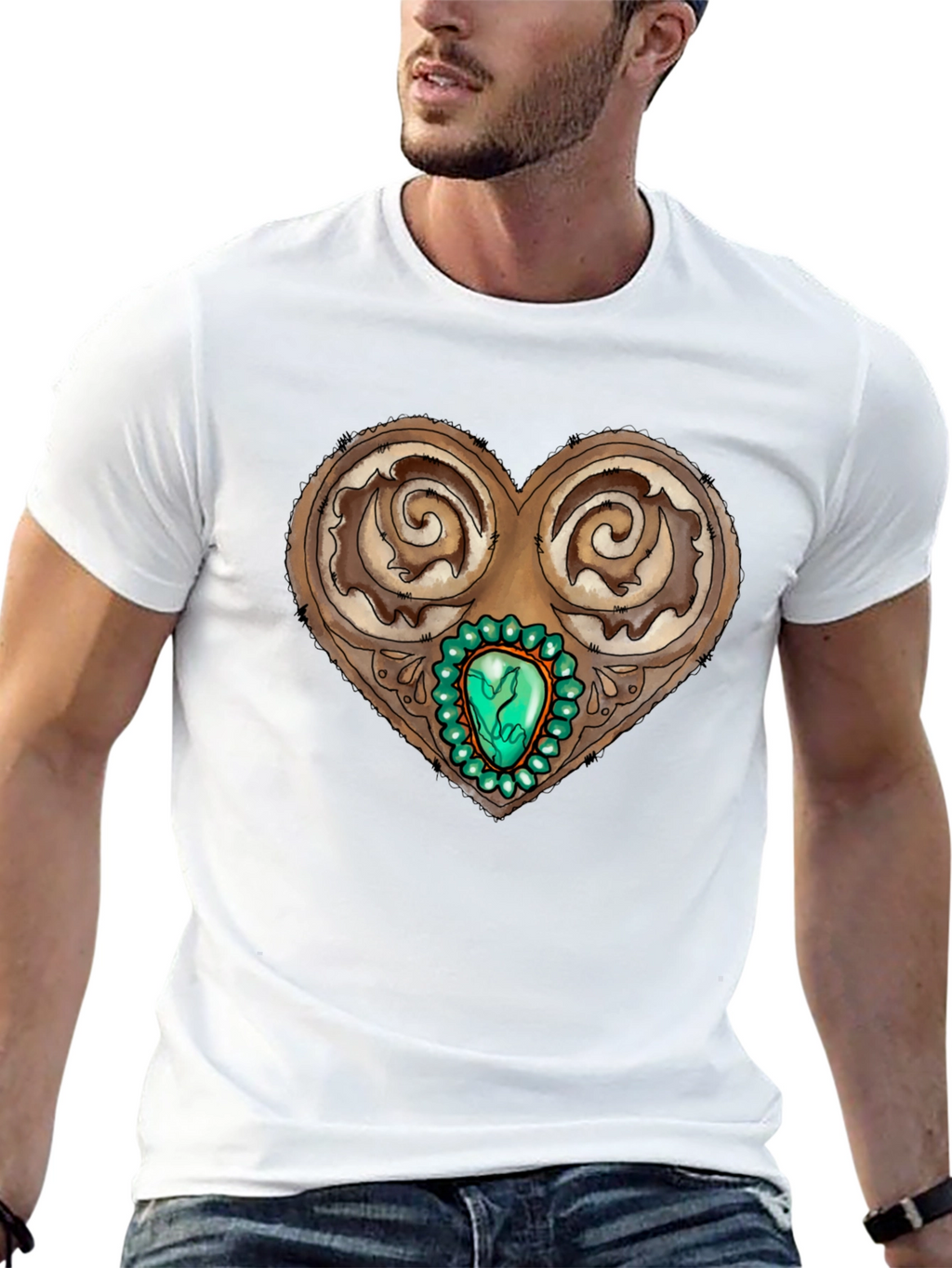 Ornamental Heart Gemstone Graphic Tee
