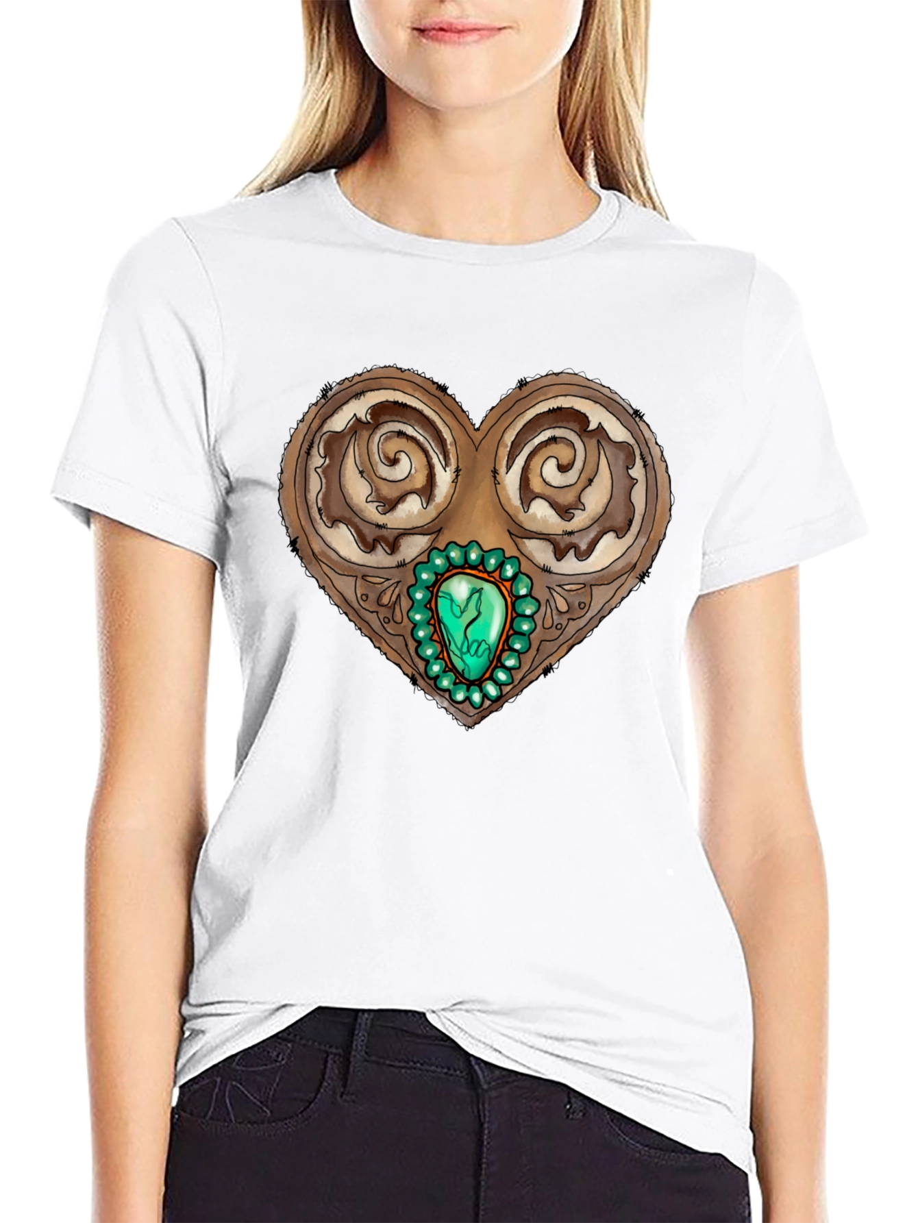 Ornamental Heart Gemstone Graphic Tee