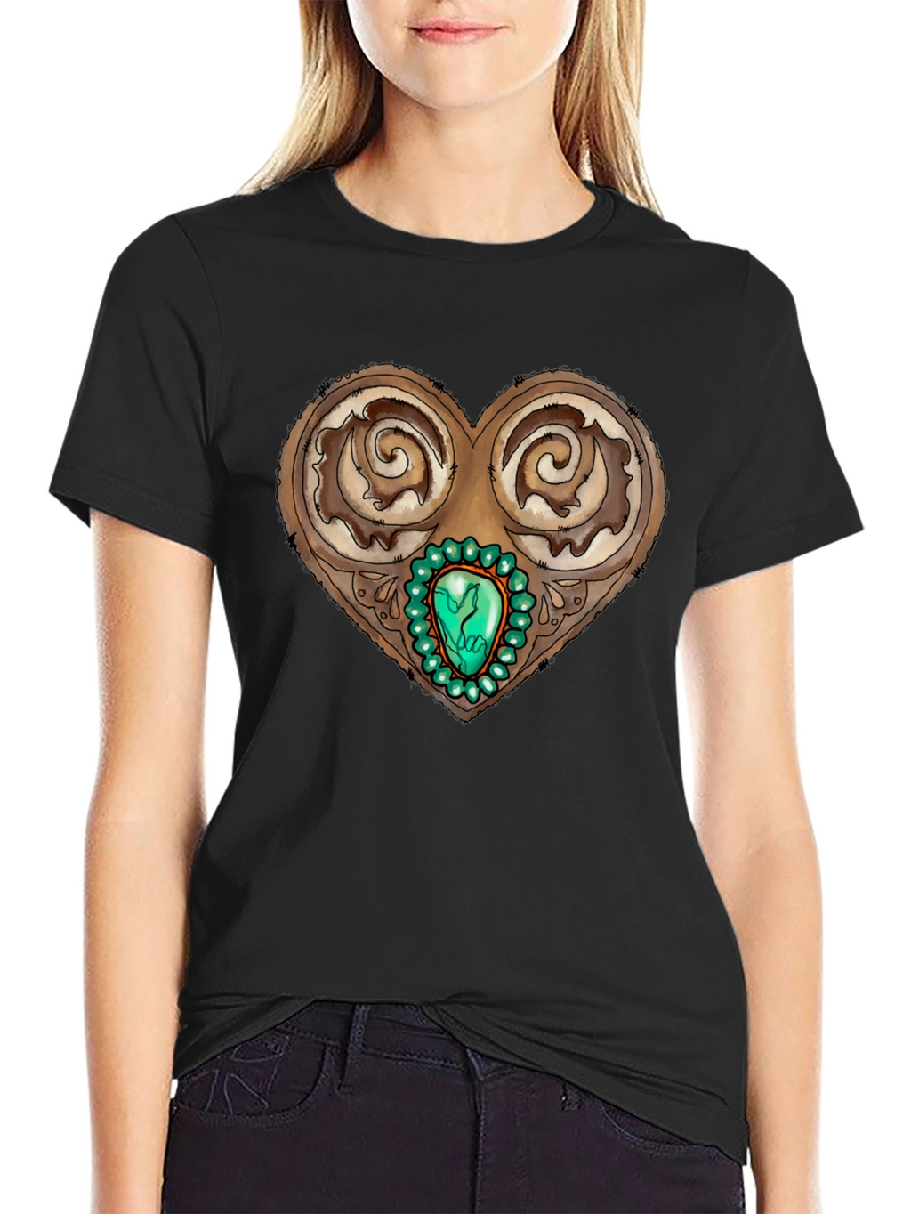 Ornamental Heart Gemstone Graphic Tee