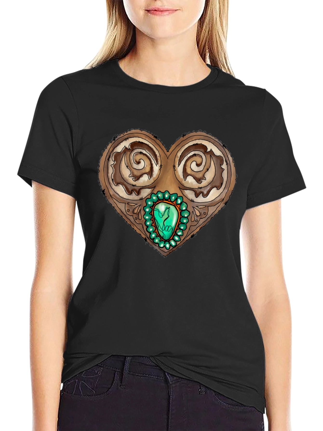Ornamental Heart Gemstone Graphic Tee