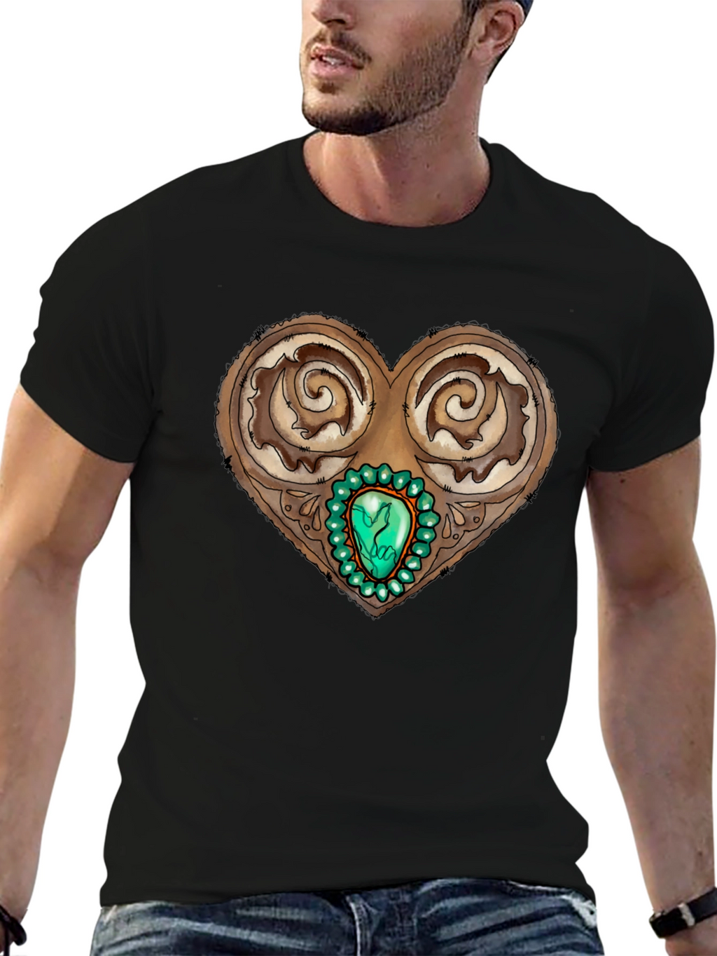 Ornamental Heart Gemstone Graphic Tee