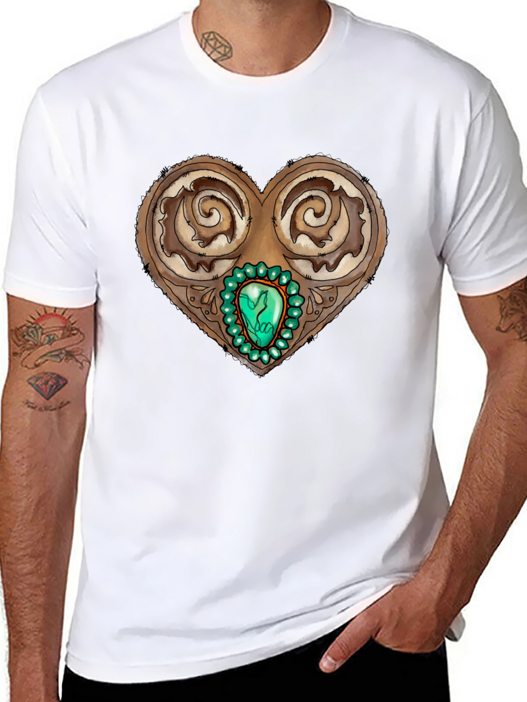 Ornamental Heart Gemstone Graphic Tee