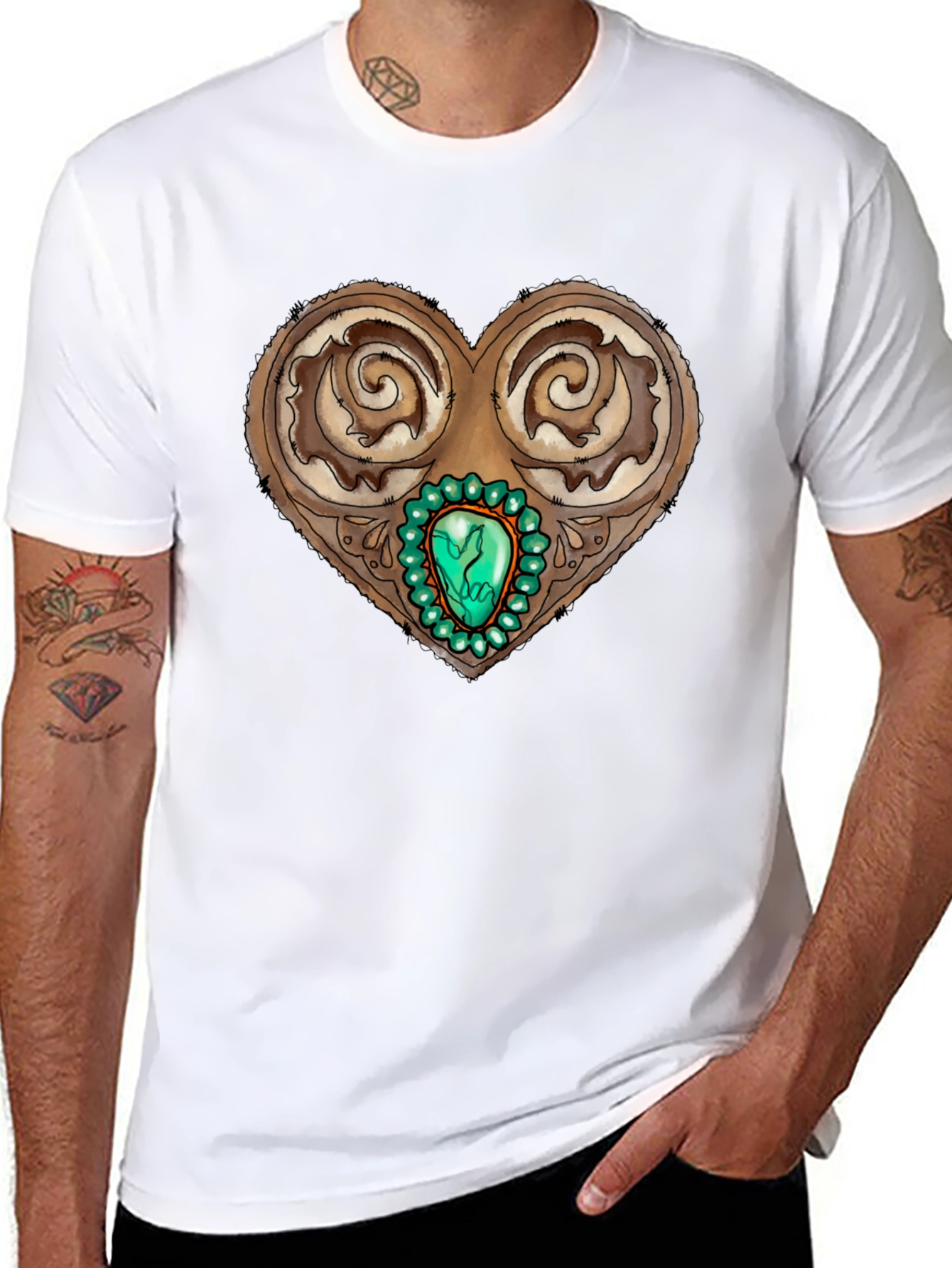 Ornamental Heart Gemstone Graphic Tee