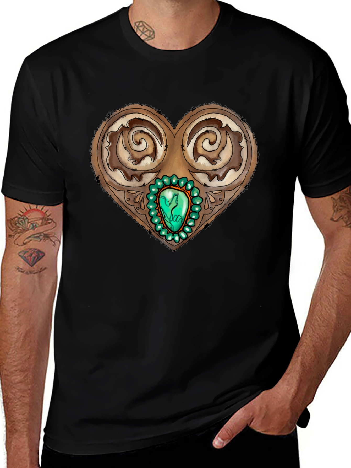 Ornamental Heart Gemstone Graphic Tee
