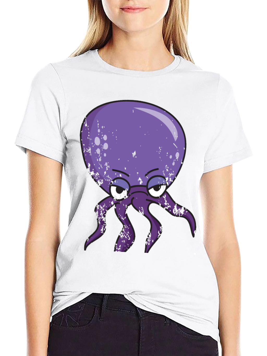 Grumpy Octopus Graphic T-Shirt - Black Cotton Tee