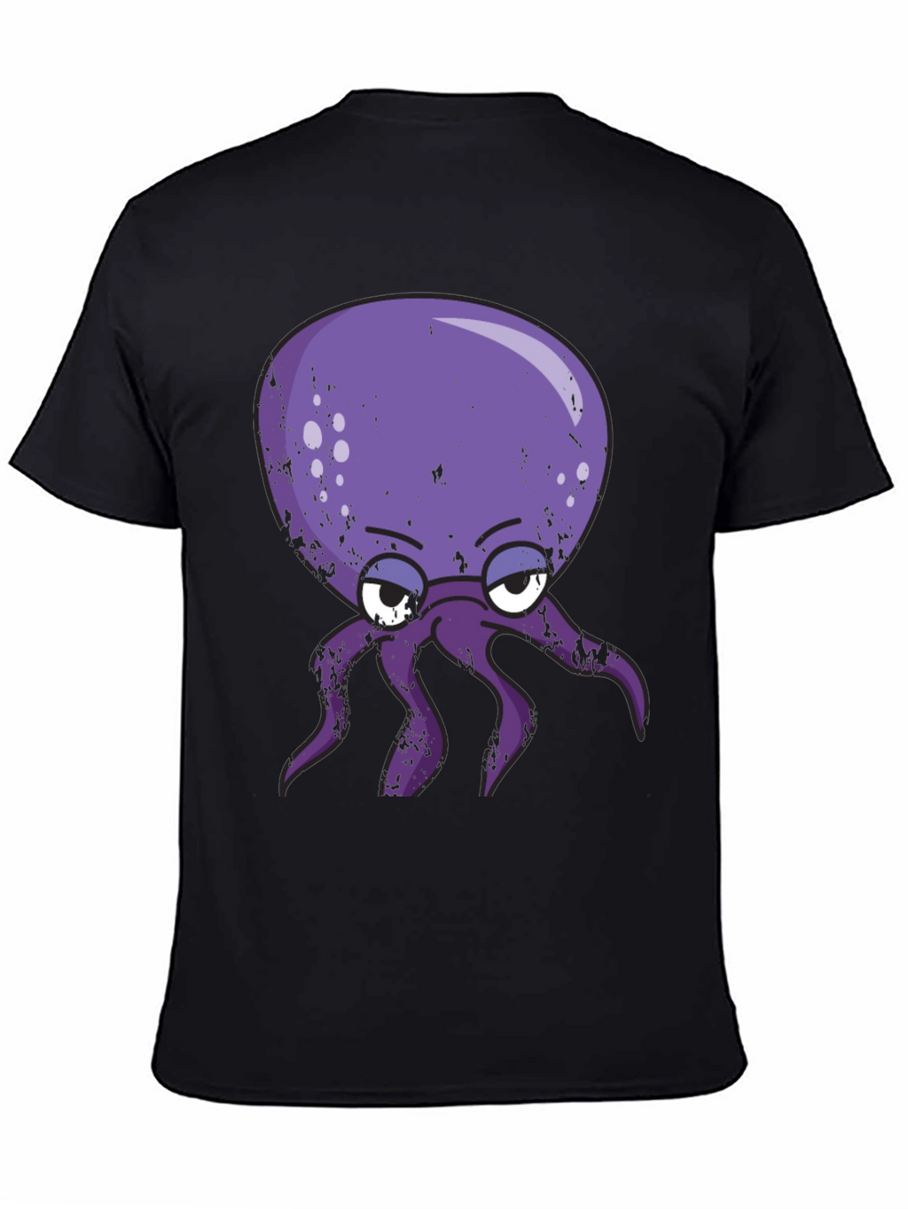 Grumpy Octopus Graphic T-Shirt - Black Cotton Tee