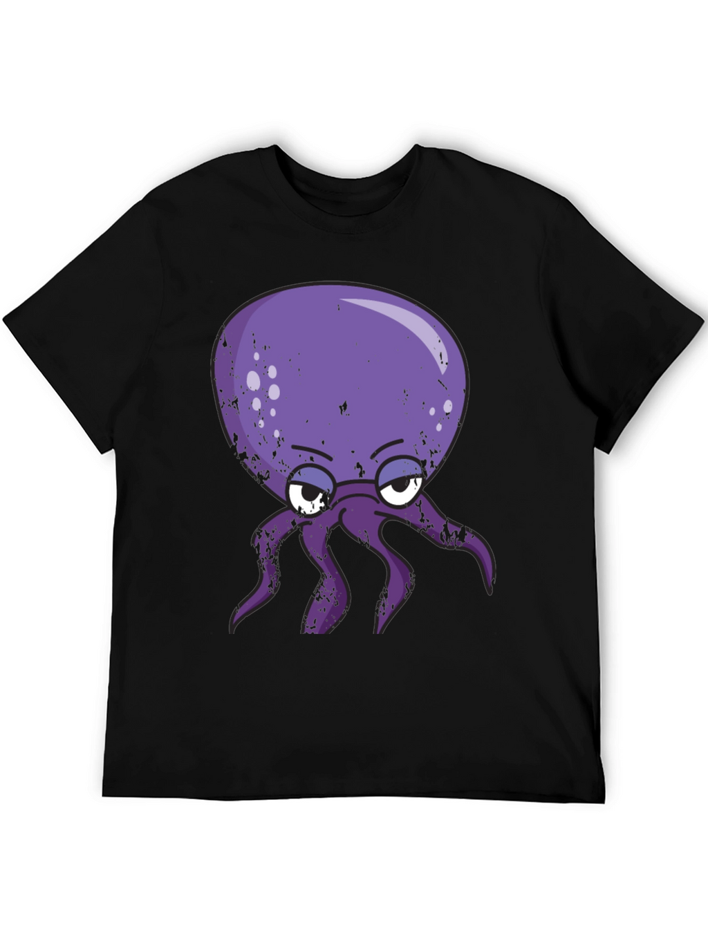 Grumpy Octopus Graphic T-Shirt - Black Cotton Tee