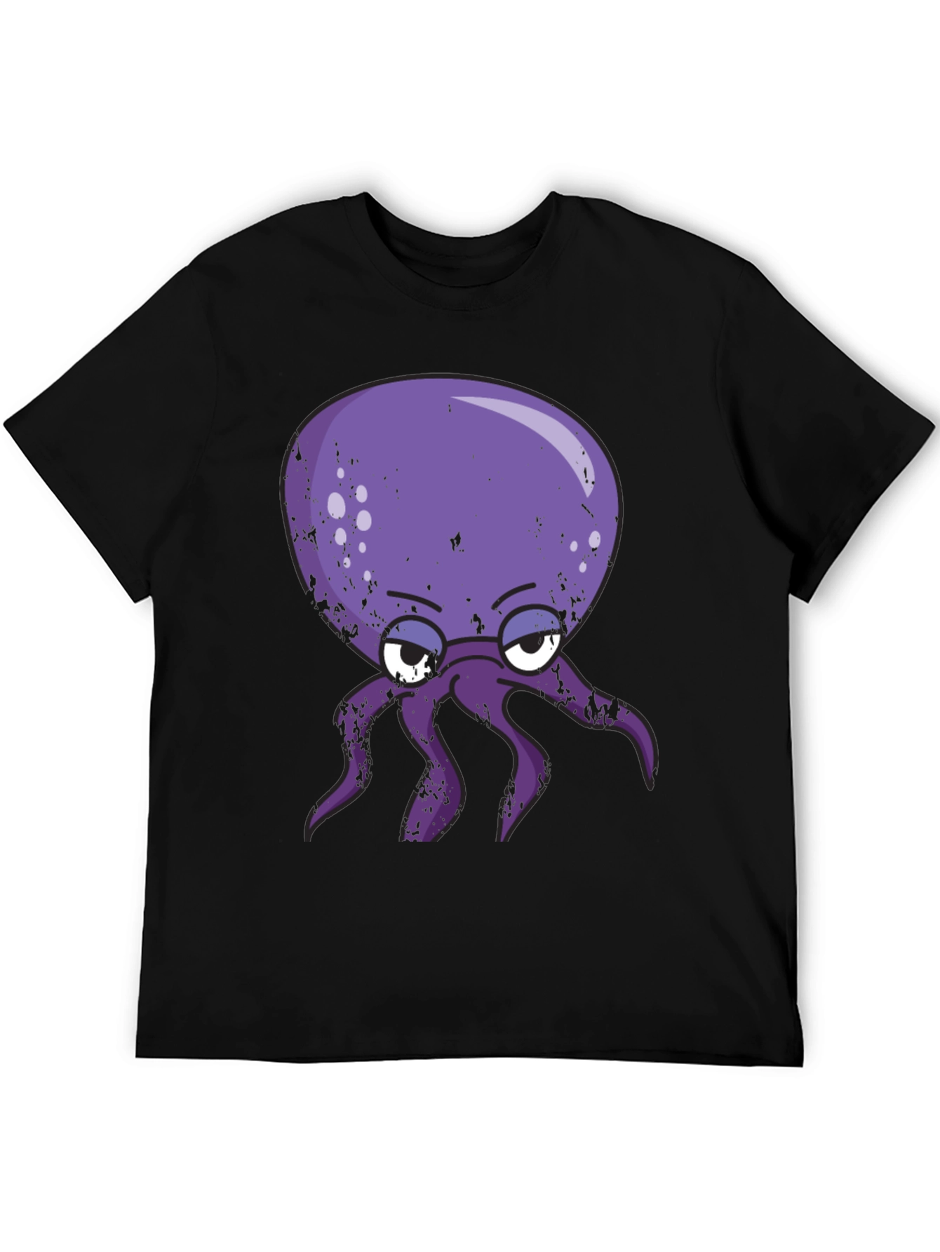 Grumpy Octopus Graphic T-Shirt - Black Cotton Tee