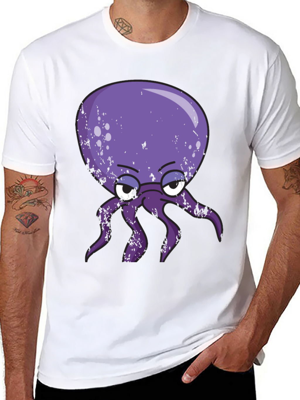 Grumpy Octopus Graphic T-Shirt - Black Cotton Tee