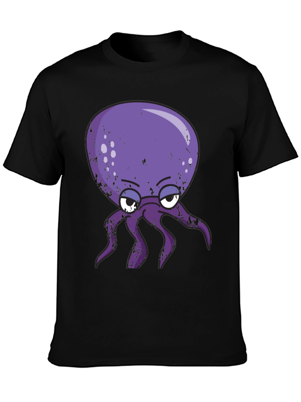 Grumpy Octopus Graphic T-Shirt - Black Cotton Tee