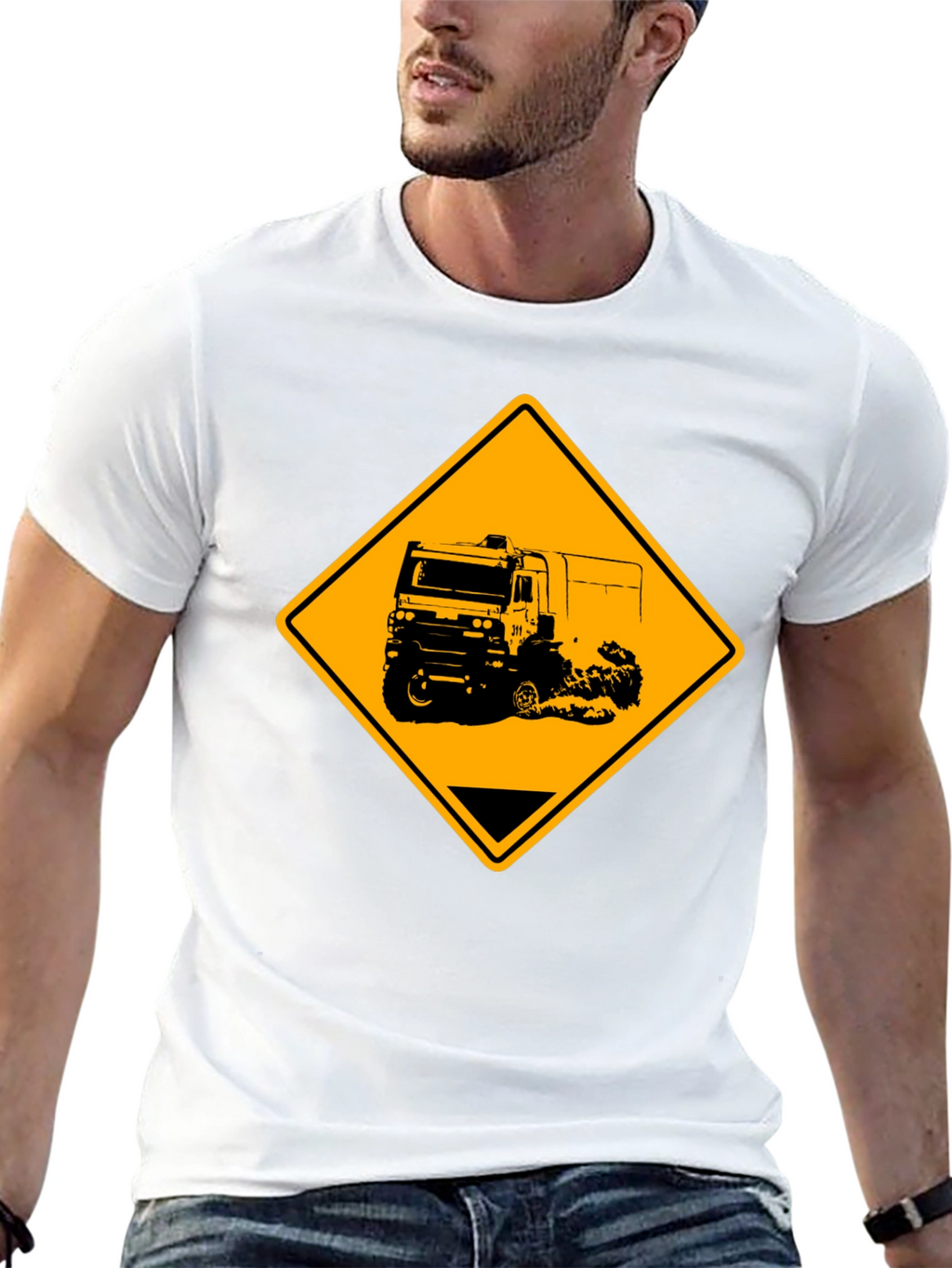 Truck Warning Sign Black T-Shirt